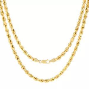 18k Yellow Gold 5mm Diamond Cut Rope Italian Chain Pendant Necklace Mens 22" - Picture 1 of 12