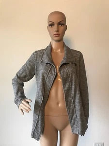 Eddie Bauer Jacke meliert grau 100% Baumwolle vorne offen ausgefranste Kanten waschbar XS - Bild 1 von 12