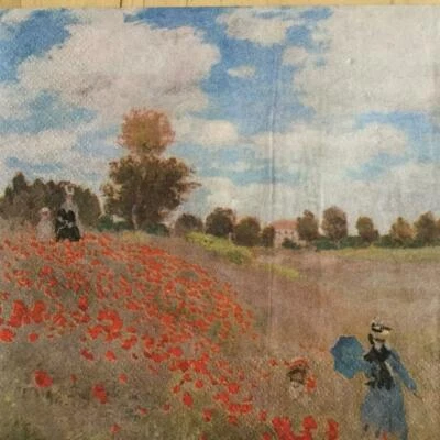 PAPER NAPKINS / SERVIETTES PACK 20 CLAUDE MONET POPPY FIELD 3 PLY - image 1 of 2