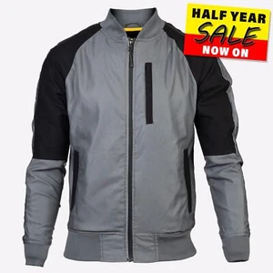 Chaqueta de bombardero gris con cremallera para hombre Caterpillar Trades - Imagen 1 de 5