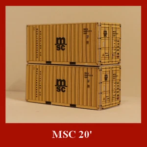 MSC Versand Container Kartenmodelle 20 Fuß 40 Fuß 45 Fuß 53 Fuß x 3 Spur HO Set x 3 - Bild 1 von 28