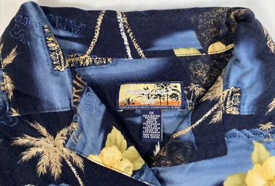 Camisa Havana Jacks Café Para Hombre Extra Grande Azul Amarillo Verde Botón Hawaiano Foto 1 de 4