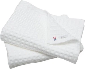 Bath Towel Imabari Towel 2 Sheets Set Waffle Weave White Made in Japan - Picture 1 of 2