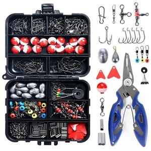 263pcs Fishing Accessories Set with Tackle Box Including Plier Jig Hooks Sink... - Picture 1 of 9