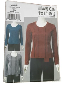 Prendas para el torso Vogue V8671 Misses Marcy Tilton patrón de costura talla BB (8-14) 2010 sin cortar - Imagen 1 de 11