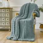 Chunky Knit Throw Blanket Newly Upgraded Heavy Tighter Version, Handmade Chen...