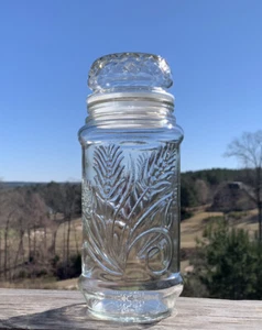 Vintage 1982 Planters Peanuts - Mr. Peanut Glass Jar Flower Design8.5" with Lid - Picture 1 of 3