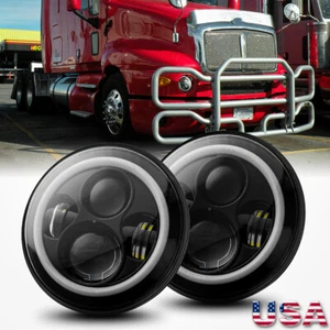 2pc For Kenworth T2000 1997-11 7" Round Halo LED Headlight Turn Signal DRL Hi/Lo - Picture 1 of 16