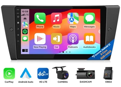 OBD+DVR+CAM+9" Android 13 6+64 Head Unit Car GPS Stereo Radio for BMW E90-E93 M3 - Image 1 of 4