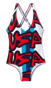 Limitierte Auflage Stephen Sprause Badeanzug Einteiler Abstrakt USA Gr. L EG - Bild 1 von 8