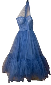 Vestido de cóctel MILLA azul de un hombro de tul nuevo con etiquetas mediano para mujer - Imagen 1 de 11