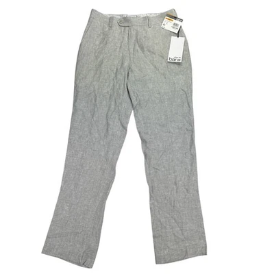 Pantalones de traje Bar III para hombre ajustados 100 % lino gris 29x30 Foto 1 de 4