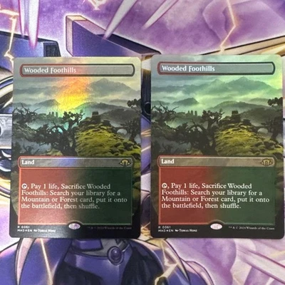 MTG Borderless Wooded Mountain Foothills 2 English Foils - Image 1 of 4