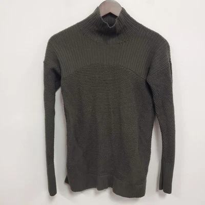 Lululemon Womens 100% Merino Wool Sweater Size 6 Green Mock Neck Honeycomb - Image 1 of 4
