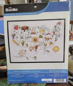 C-25 BRAND NEW BUCILLA COUNTED CROSS-STITCH KIT “STATE BY STATE” 46474 - Picture 1 of 12