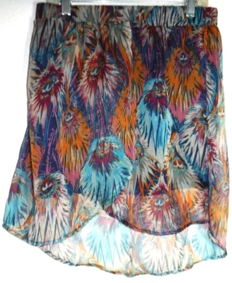 Saia curta feminina Rue 21 média multicolorida estampa cintura elástica - Imagem 1 de 4