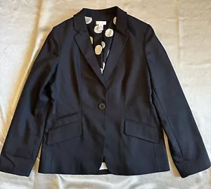 Chicos Womens 0 Black 1 Button Blazer Polka Dot Print Lined Polyester Blend - Picture 1 of 8