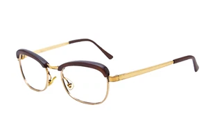 gold plated eyeglasses 20/000 cat-eye retro metal specs old money 70s vintage  - Picture 1 of 13