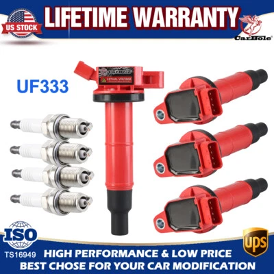 4 Ignition Coil & Iridium Spark Plug Fits For 2002-2003 Toyota RAV4 L4 2.0  2.4L — 第 1/4 张图片