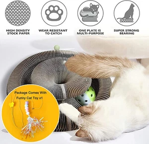 Magic Cat Scratching Board, Round cat Grabbing Board,Comes with a Toy Bell Ball - Picture 1 of 6