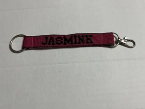 Llaveros con correa con nombre bordado jazmín llaveros con cierre rosa oscuro y negro - Imagen 1 de 3