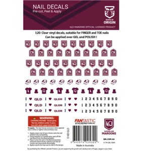 620592 QLD MAROONS NRL STATE OF ORIGIN TEAM LOGO FINGER NAIL ART DECAL STICKERS - Foto 1 di 2