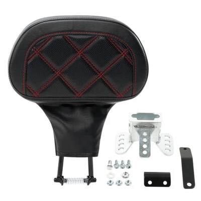 Black+Red Driver Rider Backrest Fit For Harley Electra Glide Street Road Glide - Image 1 of 4
