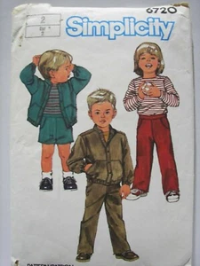 VTG 80's ~Simplicity Pattern #6720 ~ Toddler Pants, Shorts, Top & Jacket ~ Sz 2 - Picture 1 of 2