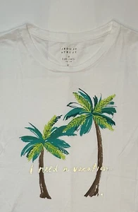 Kate Spade T Shirt Women’s XS Broome Street I Need A Vacation Beach White Cotton - Picture 1 of 7