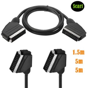 1.5m/3m/5m Premium SCART Male To Male AV Cable Nickel-Plated Connectors - Picture 1 of 4
