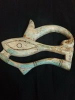 rare ANCIENT Egyptian glazed faience eye of Horus AMULET  Late Period 672-332 bc