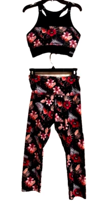 Lorna Jane Azul Marino Exótico Tropical Flor 7/8 Medias y Sujetador Deportivo Talla S YOGA PILATES Foto 1 de 4