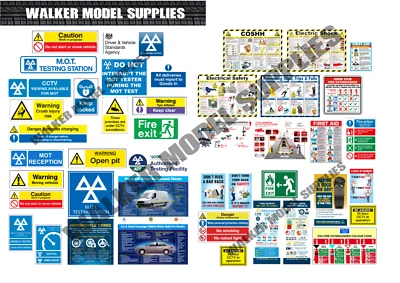 1:10 Scala Pre-tagliati Garage Safetey Segnale Adesivi Modello Auto. Set 1 - Immagine 1 di 4