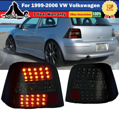 Fit For 1999-2006 VW Volkswagen Golf GTI MK4 LED Brake Tail Lights Smoke Lens - Image 1 of 4