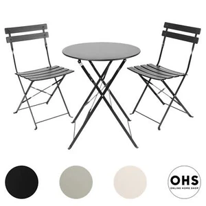 Outdoor Garden Furniture Patio Balcony Bistro Set Metal Table Chair Folding 3 PC - Picture 1 of 31