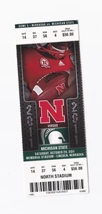 Nebraska Cornhuskers Husker Football Ticket Stubs 10-29-2011 Michigan State - Picture 1 of 2