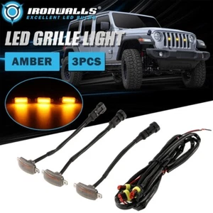 3Pcs Smoked LED Grille Marker Lights Raptor Style for Toyota Tacoma RAV4 Pickup - Foto 1 di 12