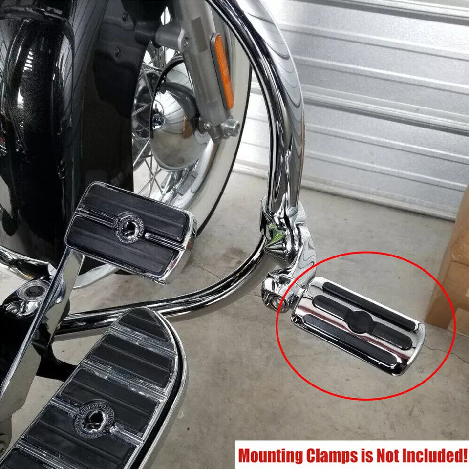 Pedales reposapiés cromados de carretera para motocicleta barra de choque para Harley Touring Foto 1 de 4