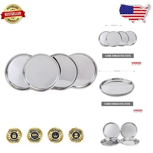 Elegant 10-Inch Stainless Steel Dinner Plate Set | Eco-Friendly | Set of 4 - Picture 1 of 8