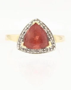 14k 2.9g Solid Yellow Gold Orange Tourmaline & Diamond Ring Size-6.75 - Picture 1 of 10