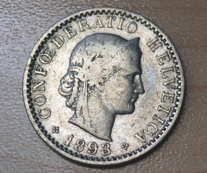 1893 Switzerland 20 Rappen - Picture 1 of 2
