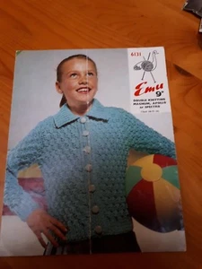 Vintage Emu No: 6131 Girls Cardigan 24-32" Chest Knitting Pattern - Picture 1 of 2