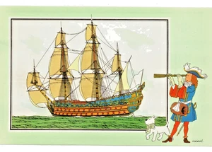 Chromo VOIR et SAVOIR. Marine série 7 N°53.VAISSEAU FRANCAIS XVIIe - Imagen 1 de 1
