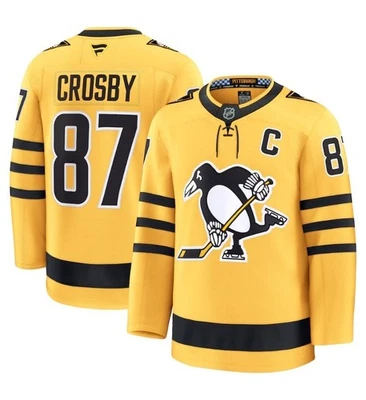 Jogador Alternativo Premium Masculino Fanatics Sidney Crosby Gold Pittsburgh Penguins 54 - Imagem 1 de 4