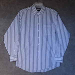Stafford Essentials Mens Sz 16 Fitted Striped Dress Shirt Button Up Long Sleeve - Picture 1 of 12