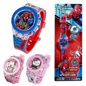 Children Spiderman Watch Cartoon Flashing Light Up Digital Spider Man Kids Flash - Picture 1 of 4