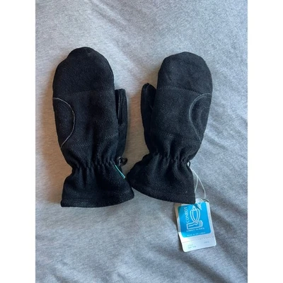 NWT kids convoy suede winter mittens juniors xs black leather lined kinco snow  - Image 1 of 4