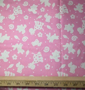 Animals Bears Ducks Rabbits Pink Flannel Craft Fabric by the Yard JOANN NEW - Picture 1 of 2