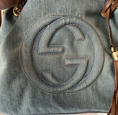 Bolso de Hombro Gucci Soho Disco Mediano Azul Denim/Cuero Foto 1 de 4