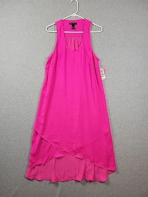 Vestido para mujer INC International Concepts rosa asimétrico dobladillo alto bajo línea A 14 Foto 1 de 4